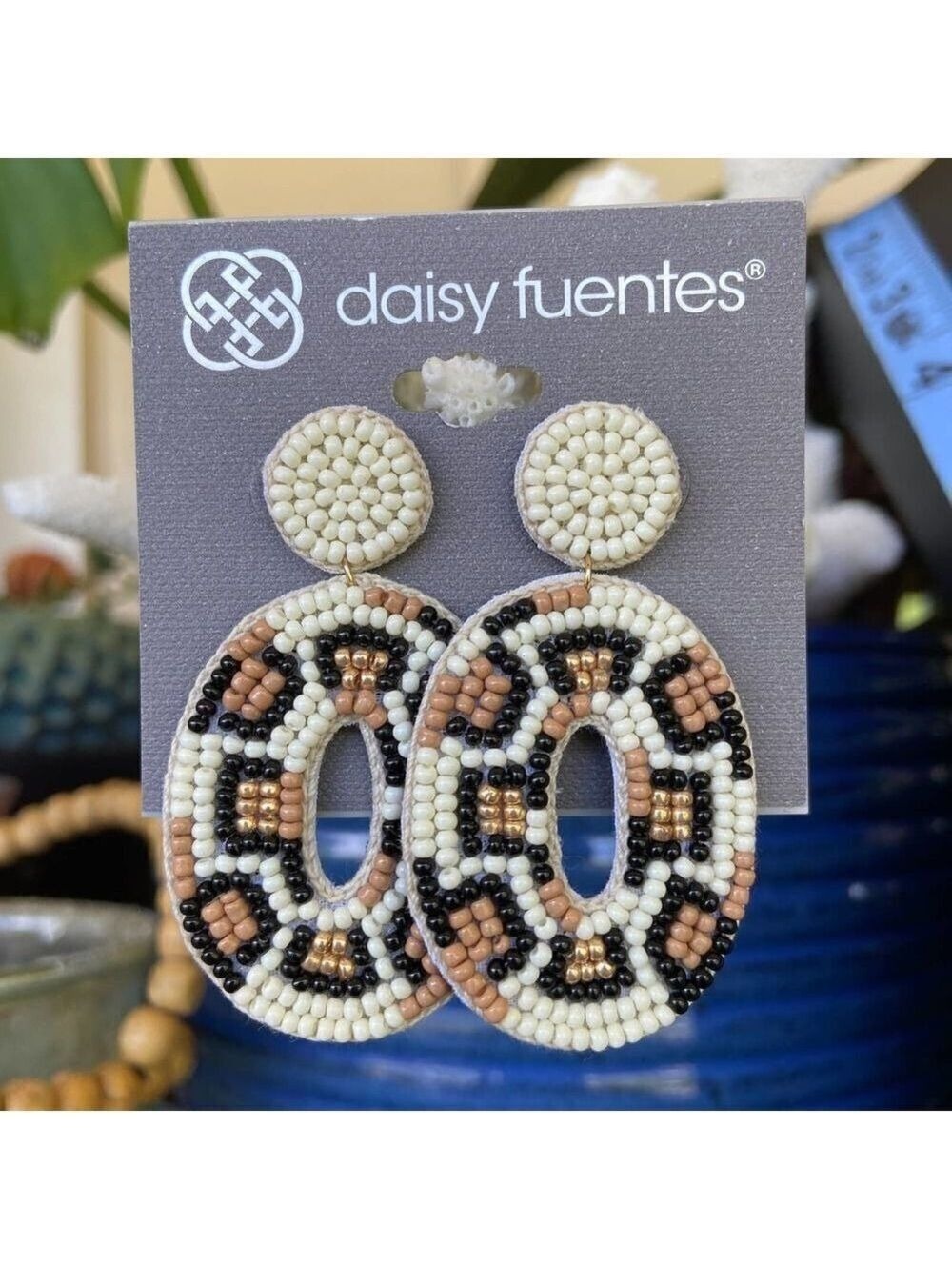 Beaded Cheetah Design Daisy Fuentes Fashion Earrings